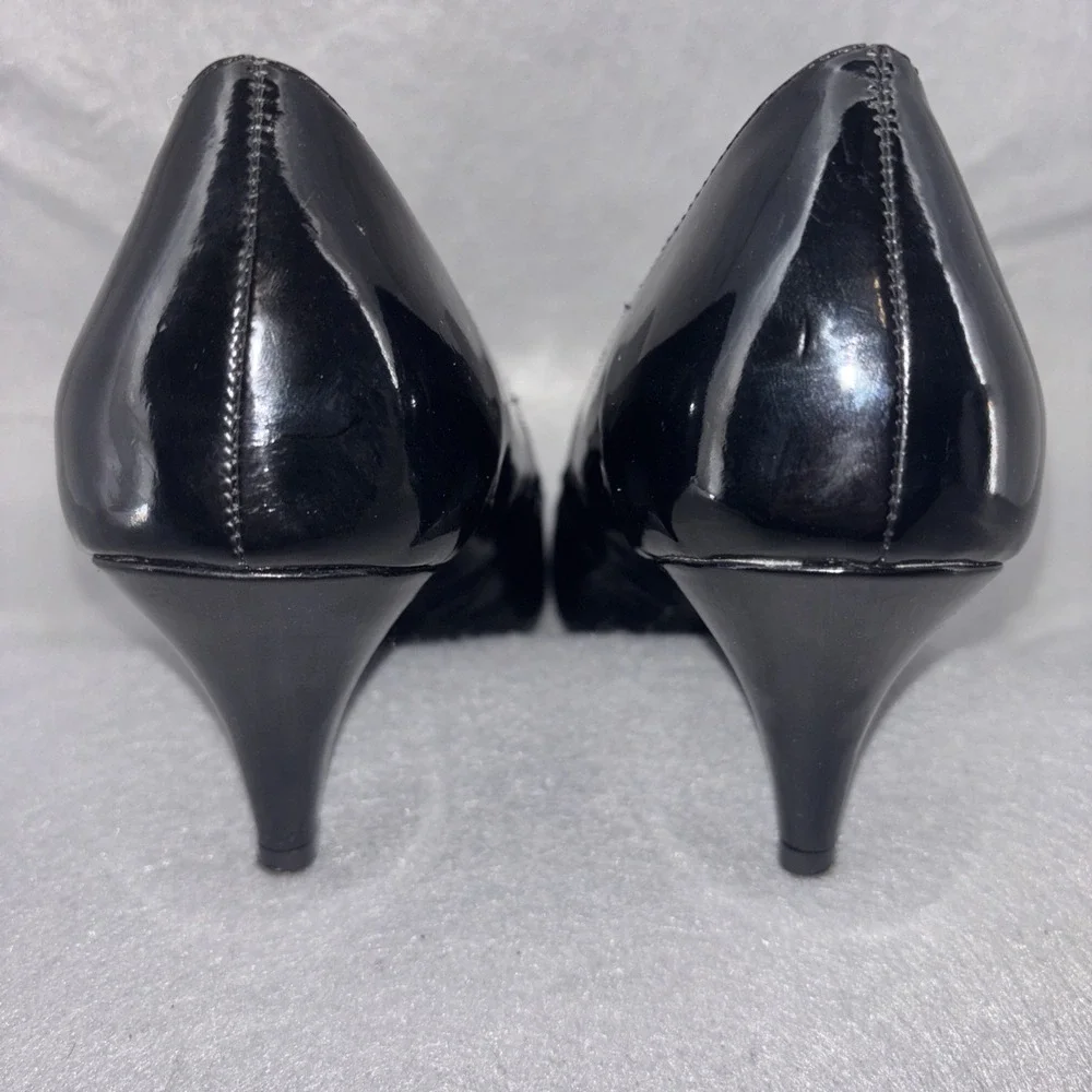 Alfani Denny Step‎ n Flex Black Patent Leather Pumps Round Toe Women's 8.5 EUC